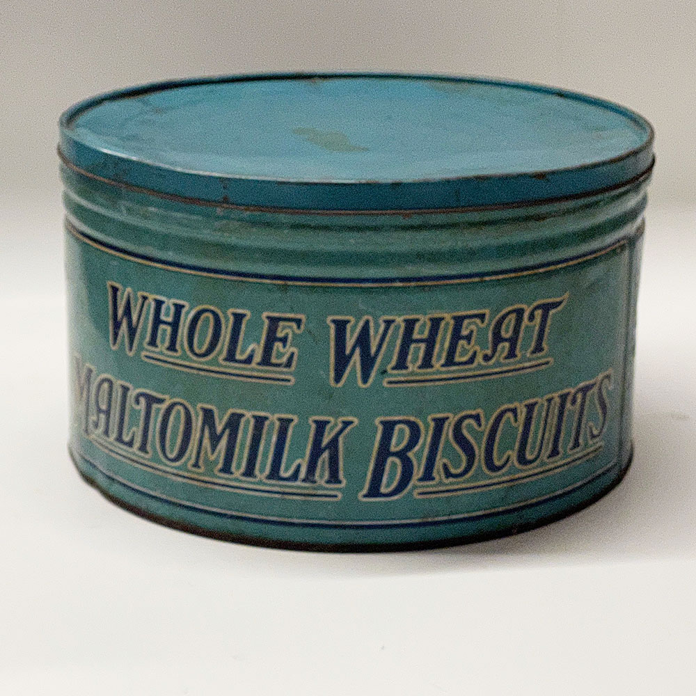 Antique Whole Wheat Maltomilk Biscuits Tin 1940's - Catherine's Loft